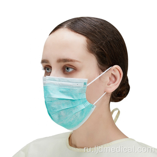3-слойная плоская одноразовая медицинская маска для лица с ушной петлей
